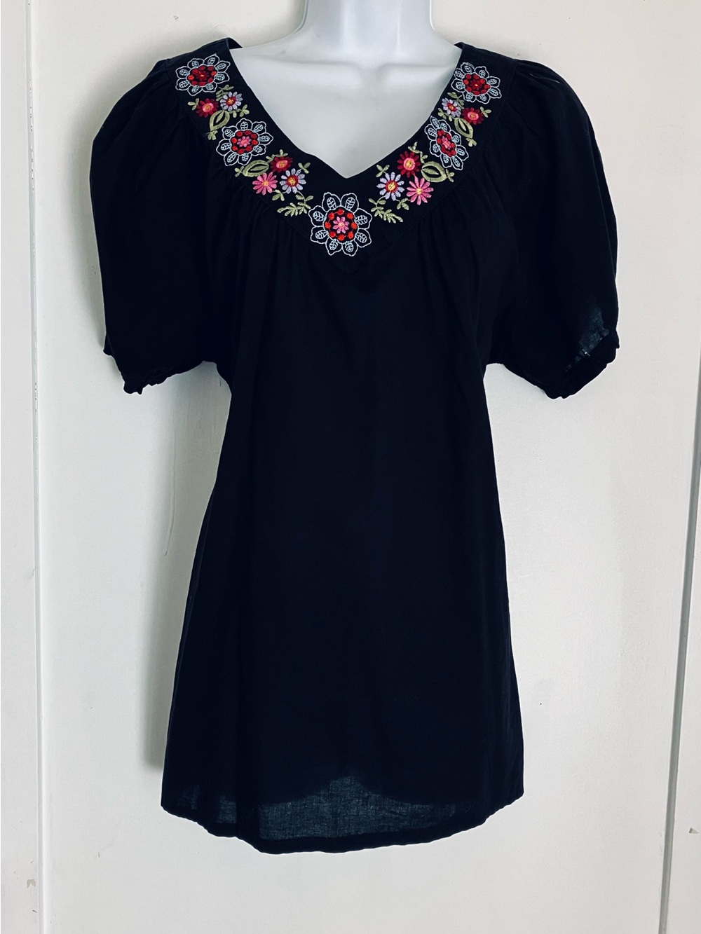 Aparador by Greta Dubai Black Semi/Sheer Peasant Blouse/Tunic